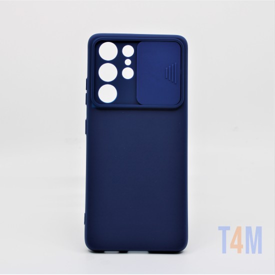 CAPA DE SILICONE COM PROTEÇÃO DE CÂMERA PARA SAMSUNG GALAXY S21 PLUS ULTRA AZUL ESCURO